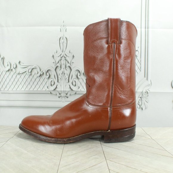 Justin Boots Other - Justin Roper Brown Leather Mid Calf Pull on Cowboy Boots USA Made 9.5 D